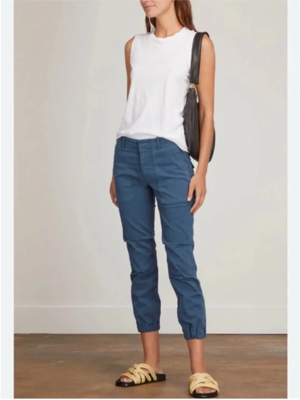 Nili Lotan Jogger Cropped Military Pants in Washed Blue Size 4